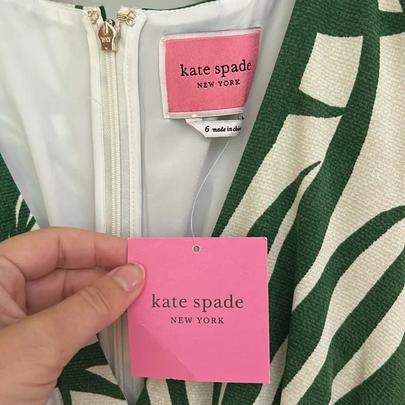 Kate Spade sundress green leaf print size 6 - Picture 2 of 6